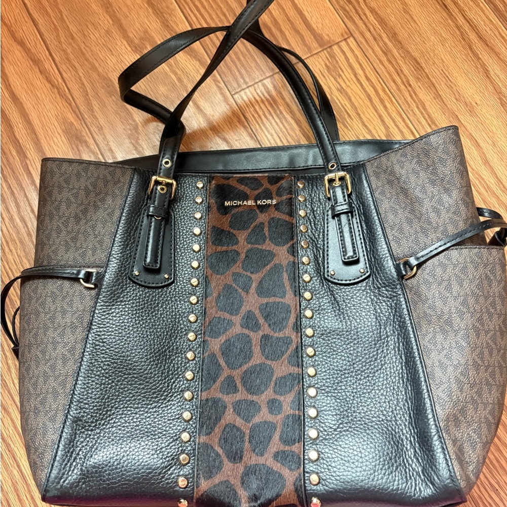 Michael Kors Black and Brown Tote Bag